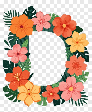 Floral Letter D Decoration PNG