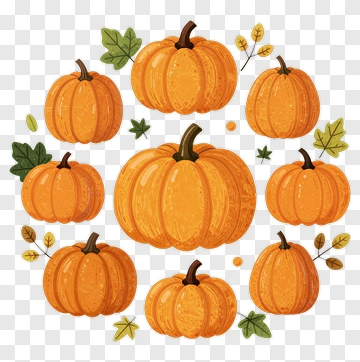Colorful Pumpkin Arrangement PNG