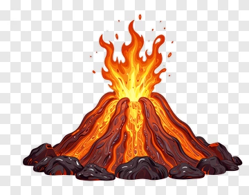 Volcano Erupting With Lava And Flames PNG