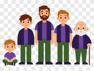 Family Of Five Standing Together PNG