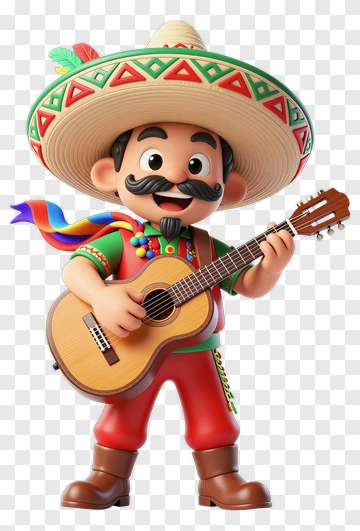 Cartoon Mariachi Playing Guitar PNG