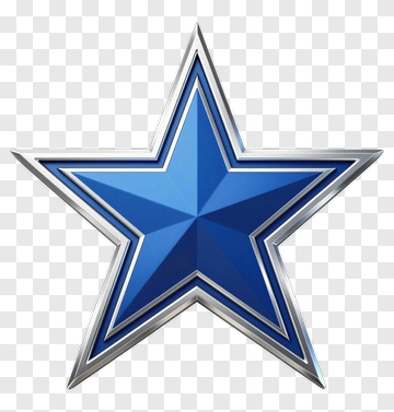 3D Blue Star With Silver Outline PNG