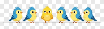 Cartoon Birds Sitting On A Wire PNG