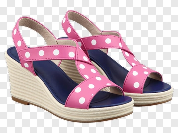 Pink Polka Dot Wedge Sandals PNG