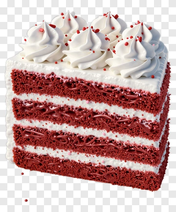 Red Velvet Cake With Whipped Cream Topping PNG