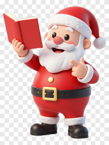 Cartoon Santa Claus Holding A Book PNG
