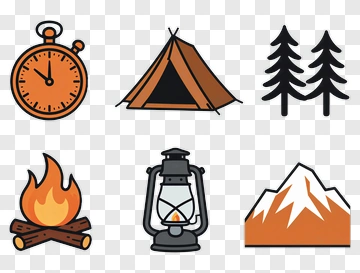Camping Equipment And Symbols PNG