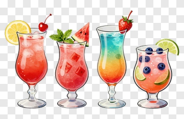 Colorful Cocktail Drinks PNG