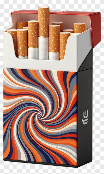 Colorful Cigarette Pack With Swirling Design PNG