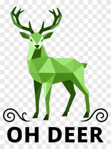 Green Polygonal Deer With Oh Deer Text PNG