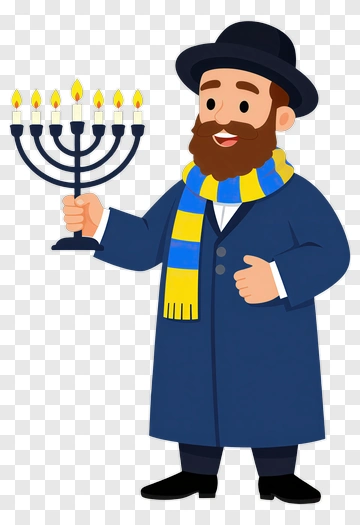 Cartoon Man Holding A Menorah PNG