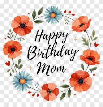 Floral Birthday Wreath For Mom PNG