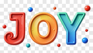 Colorful Joy Text With Decorative Dots PNG