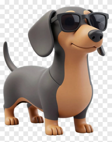 3D Dachshund Wearing Sunglasses PNG