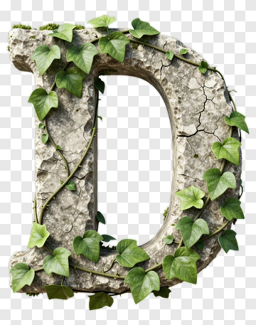 Stone Letter D Covered In Ivy PNG