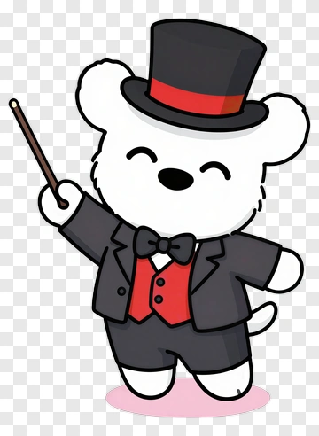 Cartoon Bear Magician Holding A Wand PNG