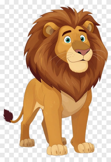 Cartoon Lion With A Friendly Expression PNG