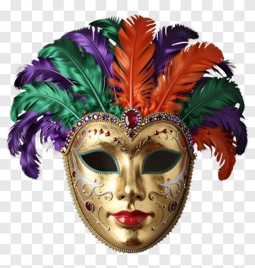 Colorful Mardi Gras Mask With Feathers PNG