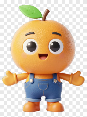 Cartoon Orange Character Smiling PNG