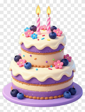 Colorful Birthday Cake With Candles And Decorations PNG