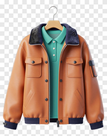 Stylish Brown Jacket With Green Polo Shirt PNG