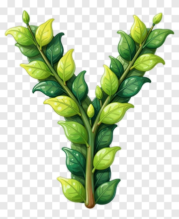 Green Leafy Letter Y PNG