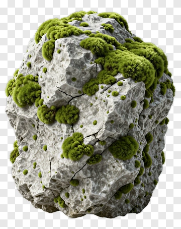 Rock Covered In Green Moss PNG