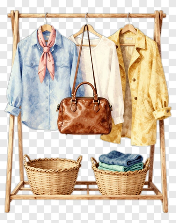 Clothing Rack With Fashion Accessories PNG