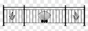 Decorative Wrought Iron Fence With Leaf Design PNG