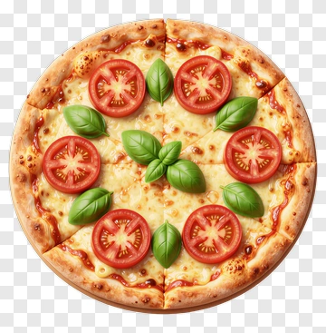 Pizza With Tomatoes And Basil PNG