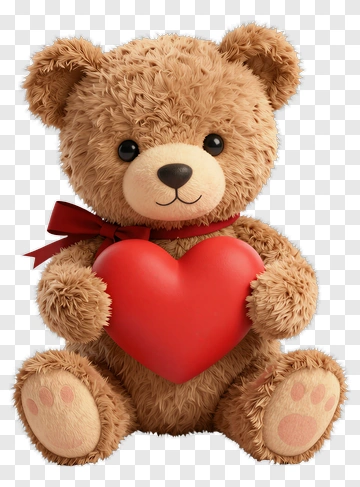 Teddy Bear Holding A Red Heart PNG