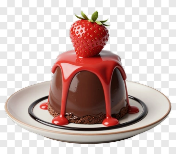 Chocolate Dessert With Strawberry Topping PNG