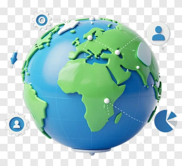 3D Globe With Data Visualization Elements PNG