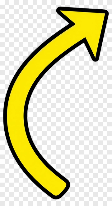 Yellow Curved Arrow PNG