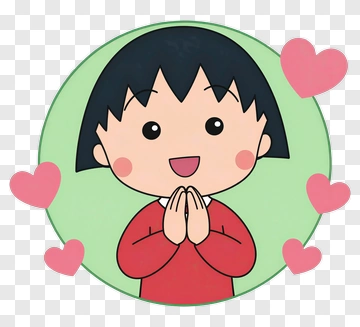 Cartoon Girl With Hands Together And Heart Symbols PNG