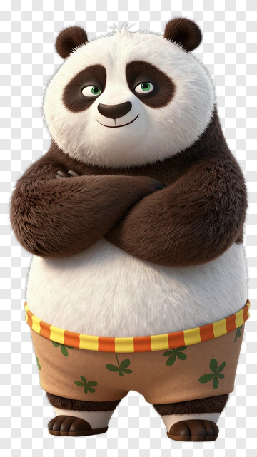 3D Panda Character With Crossed Arms PNG