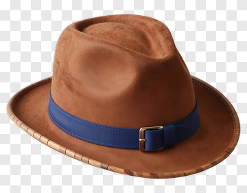 Brown Fedora Hat With Blue Band PNG