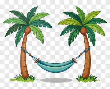 Hammock Between Two Palm Trees PNG