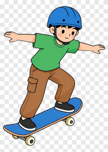 Cartoon Boy Skateboarding PNG