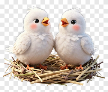Cute Cartoon Birds In A Nest PNG