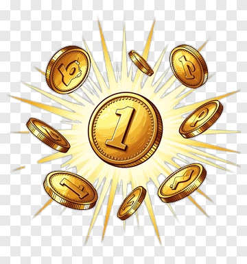 Gold Coins With One Symbol On A Burst Background PNG