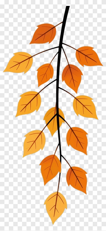 Autumn Branch With Orange Leaves PNG