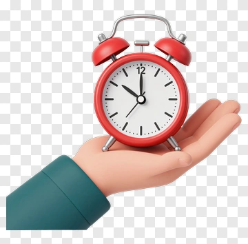 3D Alarm Clock In Hand PNG