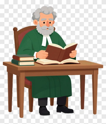 Cartoon Judge Reading A Book PNG