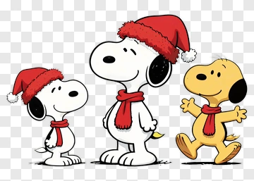 Cartoon Dogs In Santa Hats PNG