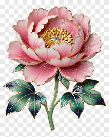 Pink Flower With Green Leaves PNG
