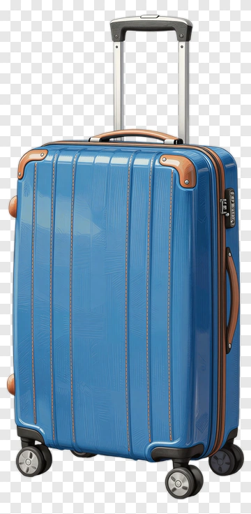 Blue Luggage Suitcase With Wheels PNG
