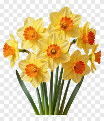 Yellow Daffodil Bouquet PNG
