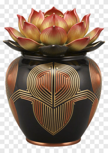 Decorative Lotus Flower Pot PNG
