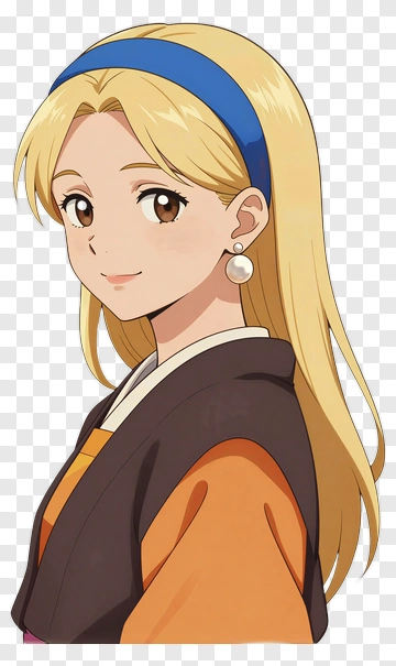 Anime Girl With Blonde Hair And Blue Headband PNG